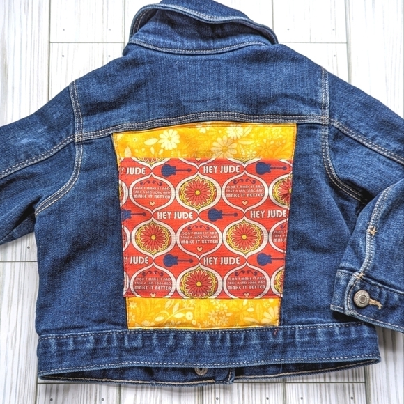 The Beatles Hey Jude Custom Made Patchwork Jean Jacket in Size 12-18 Months - Picture 1 of 8